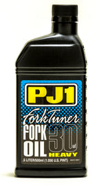PJ1 Products Fork Tuner Oil 30w 0.5L bottle, motorcycle fork oil container, black cap and label, for suspension maintenance.