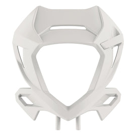 Polisport Plastics white headlight mask for Beta 64-69145 motorcycle, made of durable plastic, designed to fit securely over headlight.