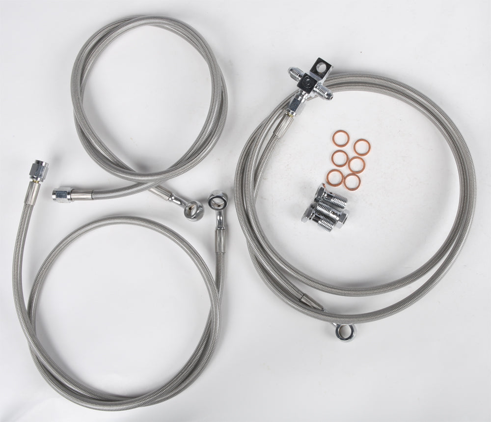 Streamline Wildcat 170-1181 front brake line with A/C, showing metal fittings and flexible rubber hose for vehicle braking system.