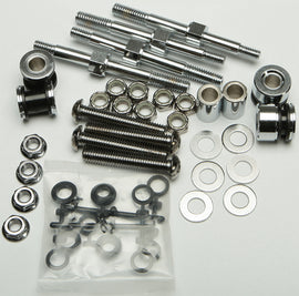 HardDrive Chrome Flstc hardware docking kit with fasteners and fittings, designed for easy installation and secure fit.