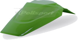 Polisport Plastics green rear fender for street motorcycles, model 64-5153, with mounting details visible.