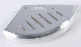 Devol Rear Disc Guard 60-8052, black metal motorcycle rear brake disc protector with mounting brackets.
