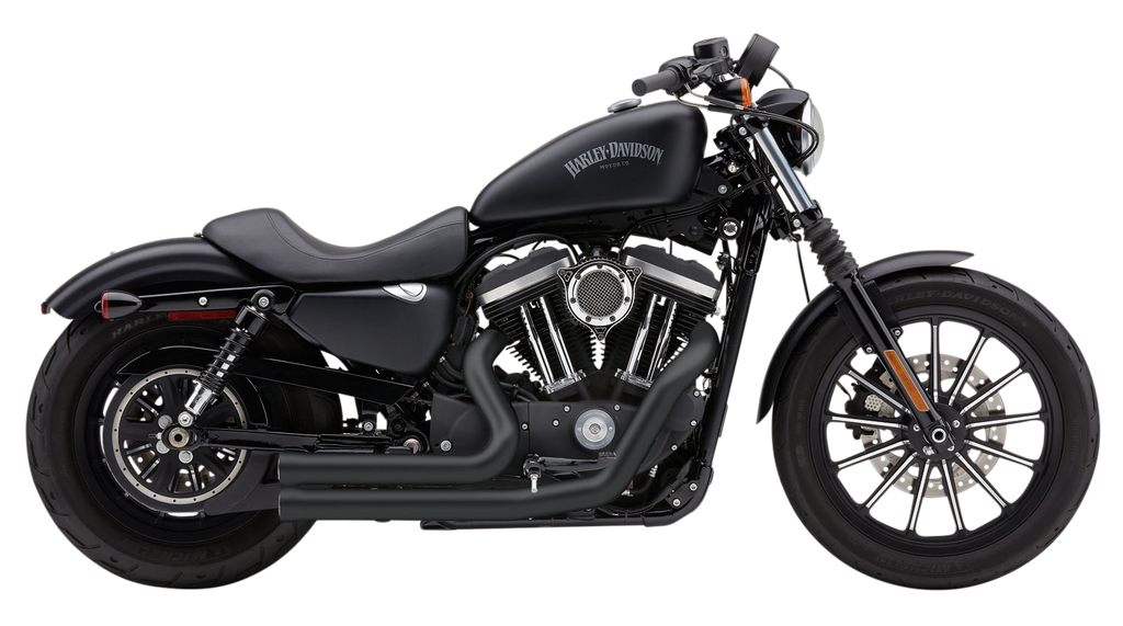 Cobra Speedster 909 Black motorcycle exhaust for Harley-Davidson Sportster 14-22, shown with chrome accents and sleek design