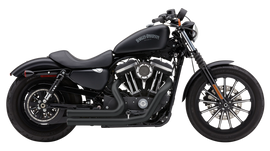 Cobra Speedster 909 Black motorcycle exhaust for Harley-Davidson Sportster 14-22, shown with chrome accents and sleek design