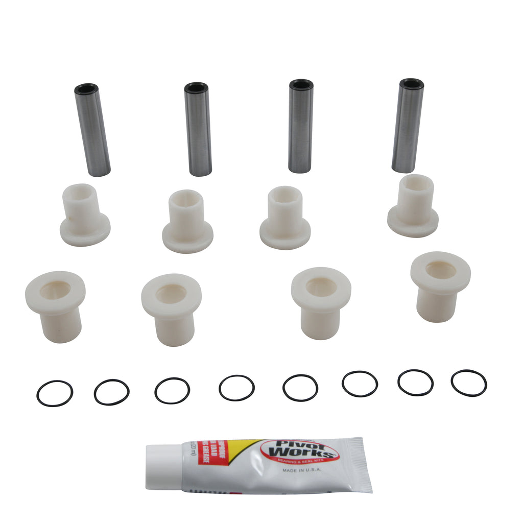 Pivot Works A-Arm Bearing Kit for suspension, showing assembled bearings and components in a clean, well-lit setting.