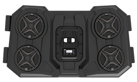 SSV Works WP3 overhead speaker kit mounted on a vehicle roof, showcasing audio communication components and installation details.