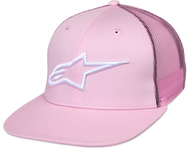 Alpine Star Corp Trucker hat in pink with structured front and mesh back, featuring the brand logo on the front.