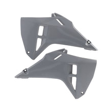 Load image into Gallery viewer, Acerbis radiator shroud for CRF motorcycle, gray body with vent openings, designed to protect and enhance cooling performance.