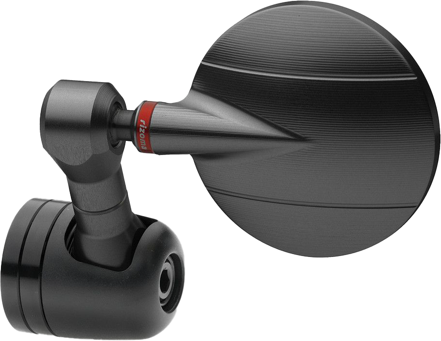 RIZOMA Spy-R motorcycle mirror in black with 57mm diameter, featuring sleek, modern design for enhanced visibility.