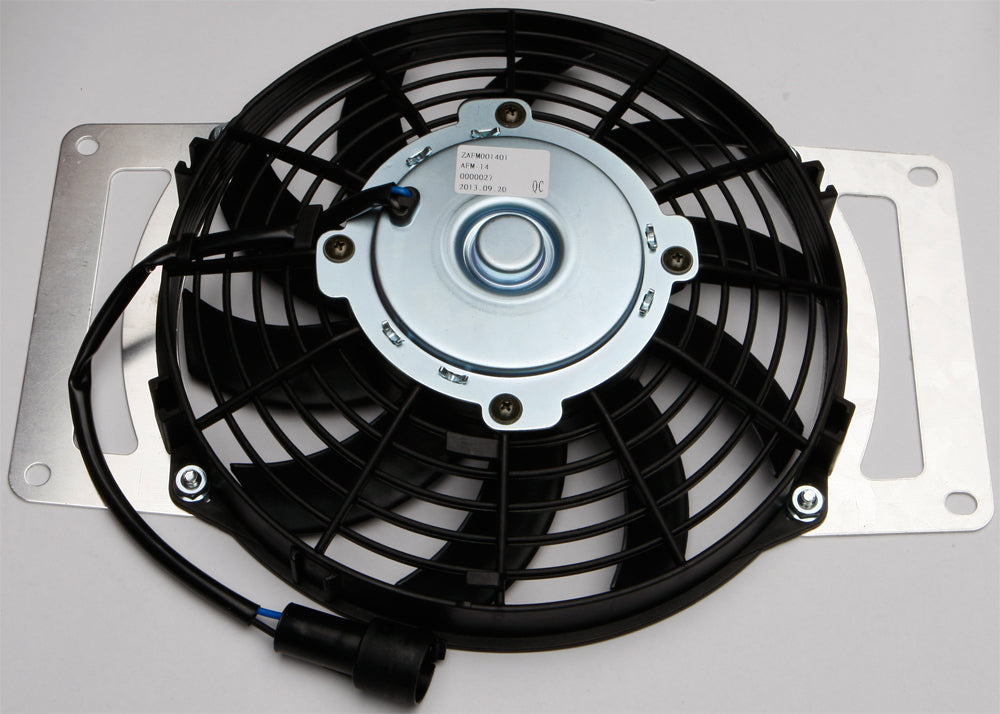 All Balls engine cooling fan 22-01016, durable black plastic fan with metal mounting bracket for motorcycle engines.