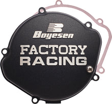 Load image into Gallery viewer, Boyesen Factory Racing Clutch Cover for engine, durable black metal design, fits compatible motorcycle or dirt bike models.