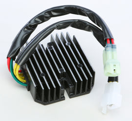 Ricks Motorsport Electric regulator and rectifier for motorcycle electrical systems, with metal mounting and wiring connections.