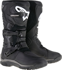 Alpine Star Corozal Adventure Drystar Boots in black, size 09, featuring rugged outdoor motorcycle footwear with durable design.