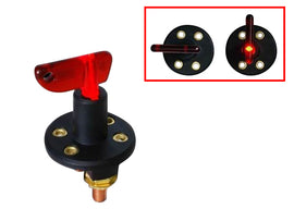 SP1 LED battery disconnect switch 42-9191 for electrical systems, showing the switch with LED indicator and wiring terminals.