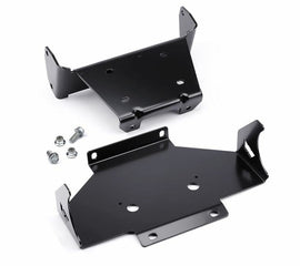 Warn winch mount bracket for Yamaha models, sturdy metal mount with bolt holes for secure installation.