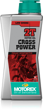 Load image into Gallery viewer, Motorex Cross Power 2T 1L motorcycle chain lubricant in a clear plastic bottle, used for 2-stroke engine maintenance.