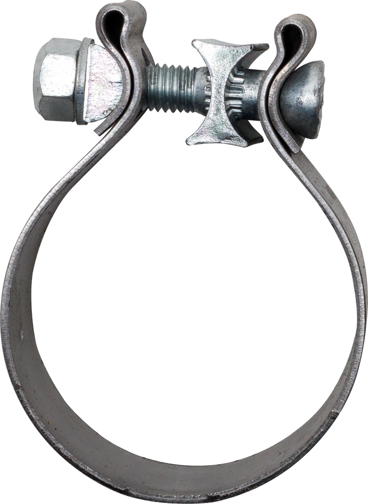 FireBrand muffler clamp 2-1/2 inch, sturdy mounting bracket for exhaust systems, shown in black with metal construction.