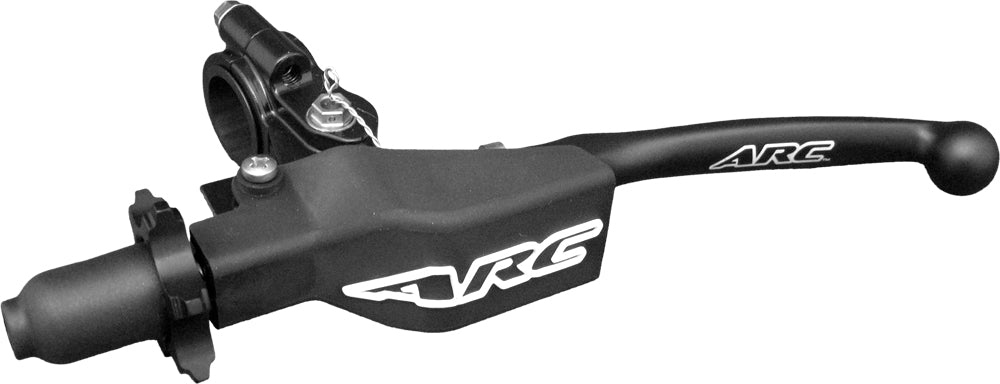 ARC DC-8 clutch perch assembly in aluminum for Honda CRF250 motorcycle, shown with mounting hardware and textured grip.