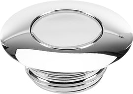 HardDrive vented chrome gas cap with pop-up screw-in design, 2.75-inch size, for vehicle fuel tanks.