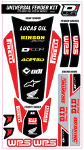 Load image into Gallery viewer, Red DCOR trim kit graphics and decals for full size motorcycles, featuring bold design elements and branding details.
