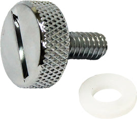 Chrome HardDrive quarter turn thumb screw, 1/4-20 size, metal fastener for secure fittings and hardware applications.