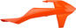 Polisport Plastics orange radiator shroud body for motorcycle, part number 64-6005, with detailed design and mounting points visible.