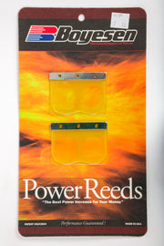 Boyesen motorcycle intake reeds 59-6109 installed in a carburetor for fuel system performance.