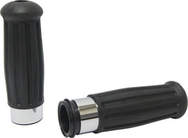 HardDrive vintage chrome ring throttle grips for wire throttle systems, featuring classic design and durable construction.