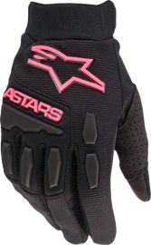 Alpine Star Stella Full Bore Gloves in black and pink fluo, XL size, featuring protective padding and sporty design.