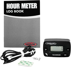 Hardline Hour/Tach Meter gauge 27-2011 showing digital display and control buttons for vehicle or machinery monitoring