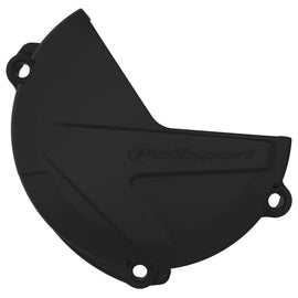 Polisport Plastics black clutch cover protector for Yamaha, made of durable plastic, designed to shield the clutch area.