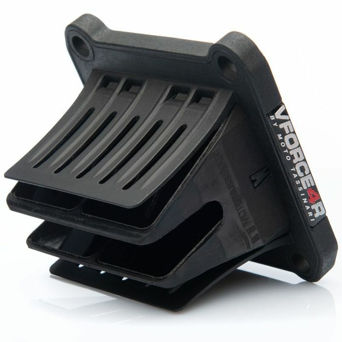 Moto Tassinari V-Force V4r intake and carburetor system for motorcycles, featuring detailed view of the fuel system.