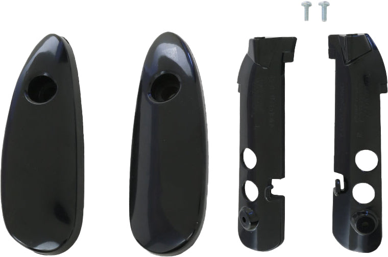 Black Bagger Nation Turn Signal Eliminators for Harley Davidson 2015-2021, shown installed on motorcycle handlebars.