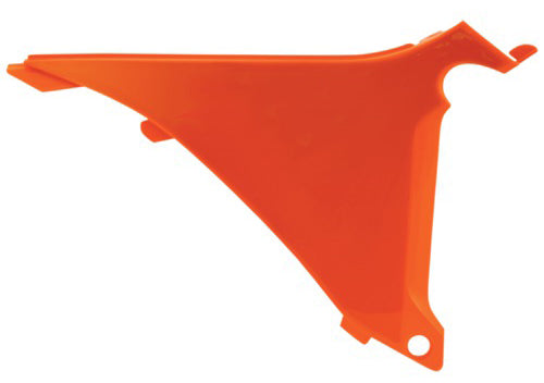 Acerbis orange airbox cover for motorcycle, model 22054-60237, designed to fit specific dirt bike models, with textured surface.