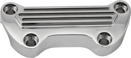 HardDrive steering H-Bar clamp with chrome finish, finned design without skirt, model 820-1321C, shown in the image.