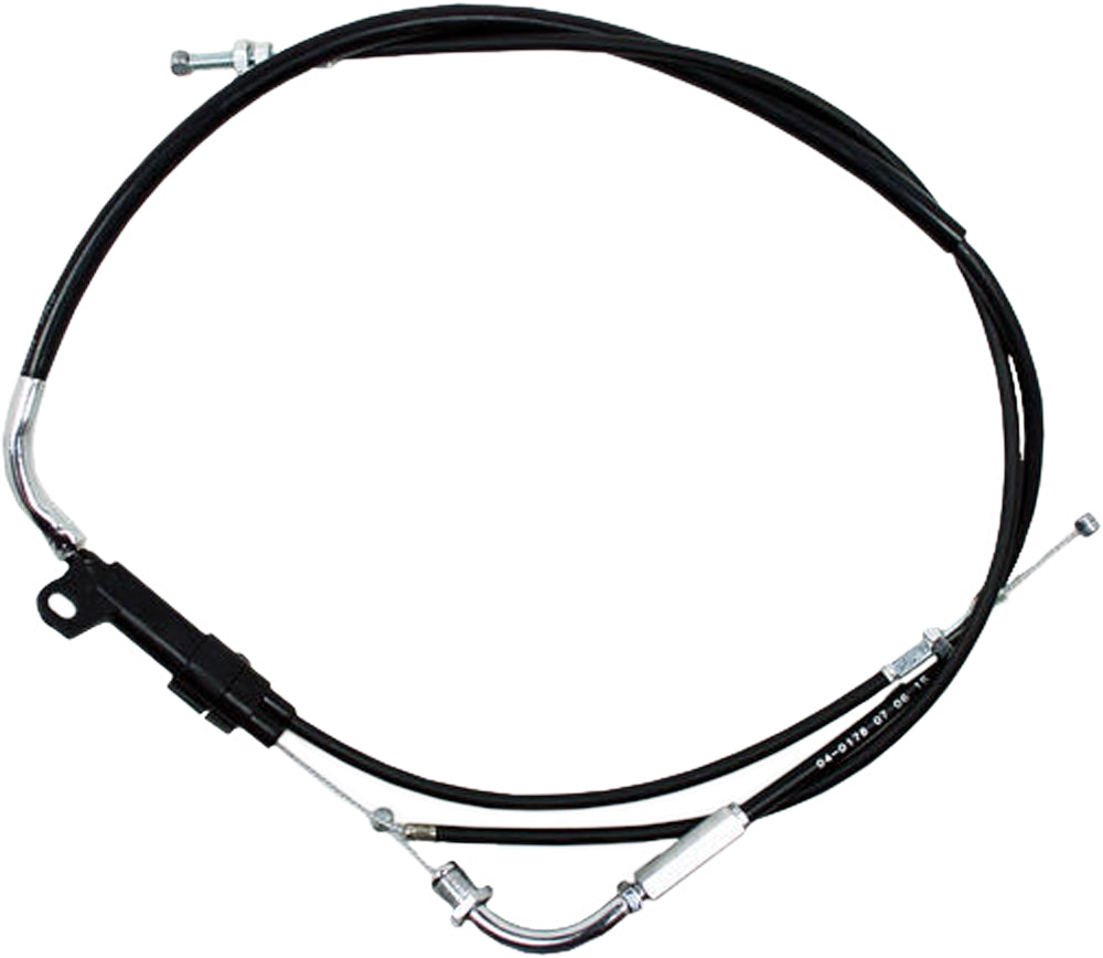 Motion Pro black vinyl throttle pull cable 70-4178 for motorcycle control lines, showing the cable with black vinyl coating and connectors.