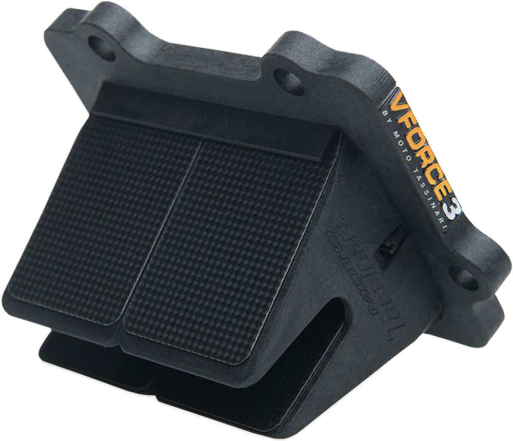 Moto Tassinari Vforce3 reed valve system for Yamaha YZ250 (97-19) shown on intake and carburetor fuel system.
