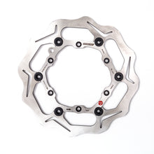 Load image into Gallery viewer, Braking Batfly 270 front rotor oversized brake kit, black and silver metal brake rotor with drilled holes for enhanced cooling.