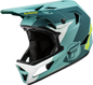 Fly Racing Youth Rayce bicycle helmet in matte blue stone and hi-vis, with aerodynamic design and adjustable straps.