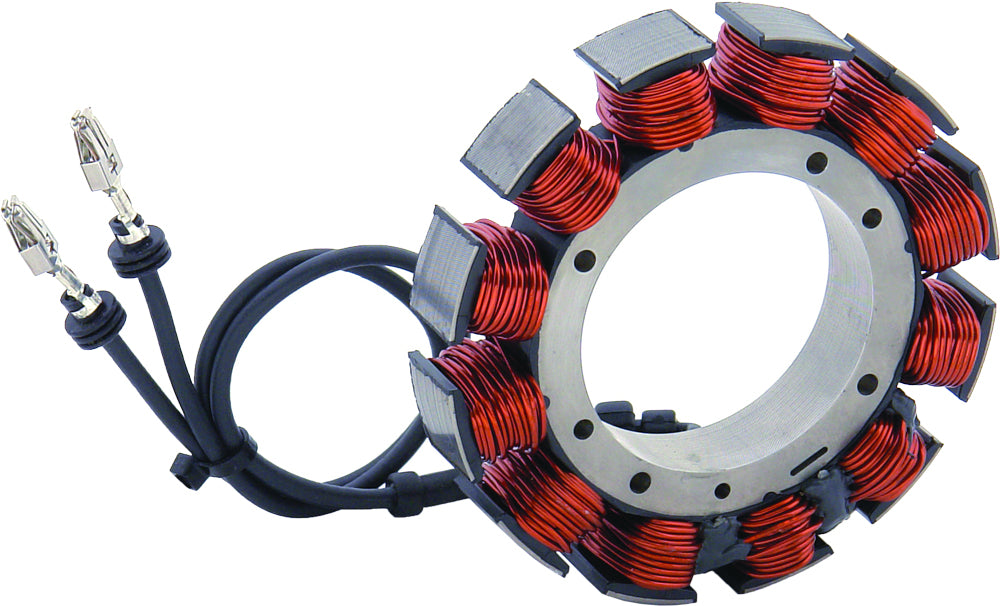 ACCEL 32 Amp Stator for FXST and FXD motorcycles, electrical engine component with coil and mounting hardware.