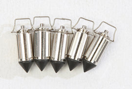 K&L Float Needle 5-pack for carburetor fuel system, close-up of precise metal needle components for intake and fuel regulation.