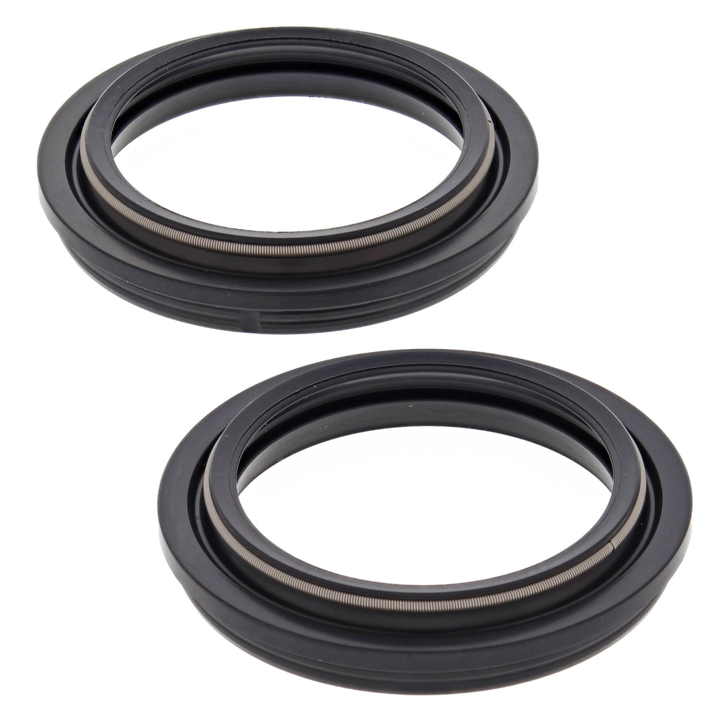 All Balls Fork Dust Seal Kit 22-57103, motorcycle fork gaskets and seals, showing black rubber dust seals on a white background.