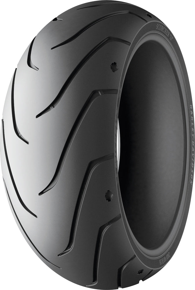 Michelin Tire Scorcher 11 Rear 150/60ZR17 motorcycle tire with radial construction and 66W load rating, shown from side view.
