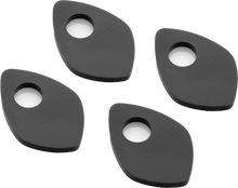 Load image into Gallery viewer, Set of four black RIZOMA turn signal mounting brackets for motorcycle or scooter, showcasing sturdy metal construction.