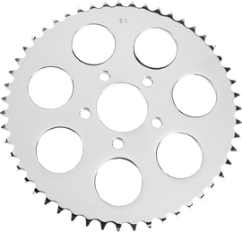 Chrome 51-tooth HardDrive rear sprocket for Big Twin motorcycles, fits 2000-2013 models, durable motorcycle drive component