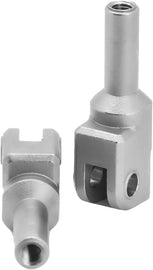 Flo Motorsports M8 Softail clevis for foot controls, part number 122-8225, shown in black with mounting hardware.