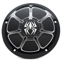 Load image into Gallery viewer, Rekluse black gloss Derby Cover engine part for Harley Davidson XL 2004 and up, with a sleek, shiny finish.