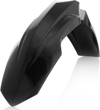 Load image into Gallery viewer, Acerbis black front fender for motorcycle, showcasing the sleek, durable plastic design with mounting points visible.
