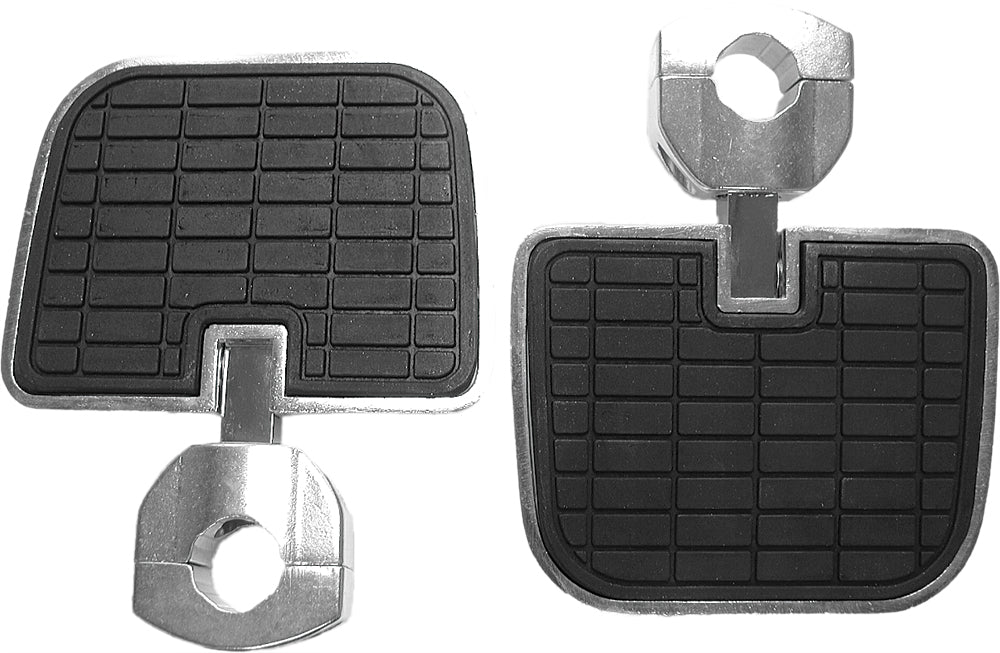 Emgo universal highway floorboard 1-inch clamp for motorcycle foot controls, showing the metal clamp and mounting hardware.