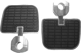 Emgo universal highway floorboard 1-inch clamp for motorcycle foot controls, showing the metal clamp and mounting hardware.